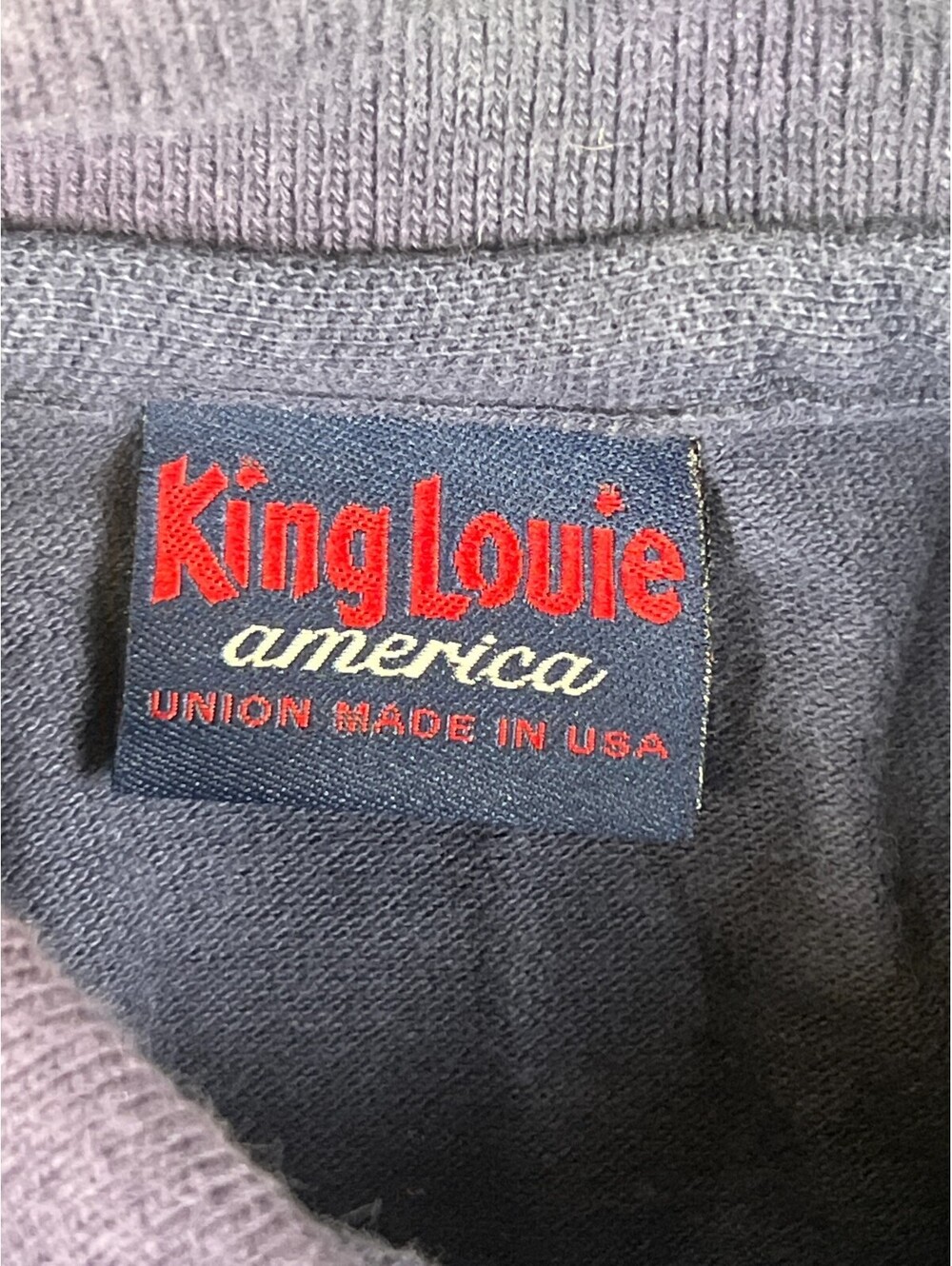 King Louie Vintage Men S Navy UMWA Union Made in USA Polo Shirt - Picture 3 of 8